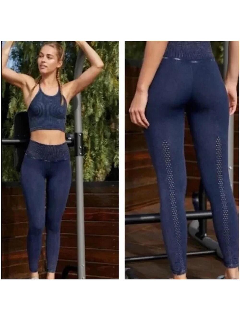 FREE PEOPLE MOVEMENT Good Karma High Waisted Leggings Dark Washed Blue XS/S NWOT